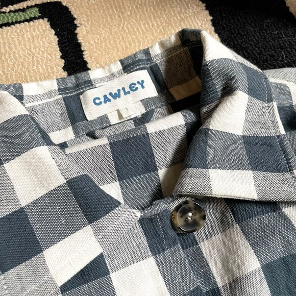 WORN TWICE Cawley Studio Blue Gingham Linen Shirt Jacket Size S - Picture 3 of 4